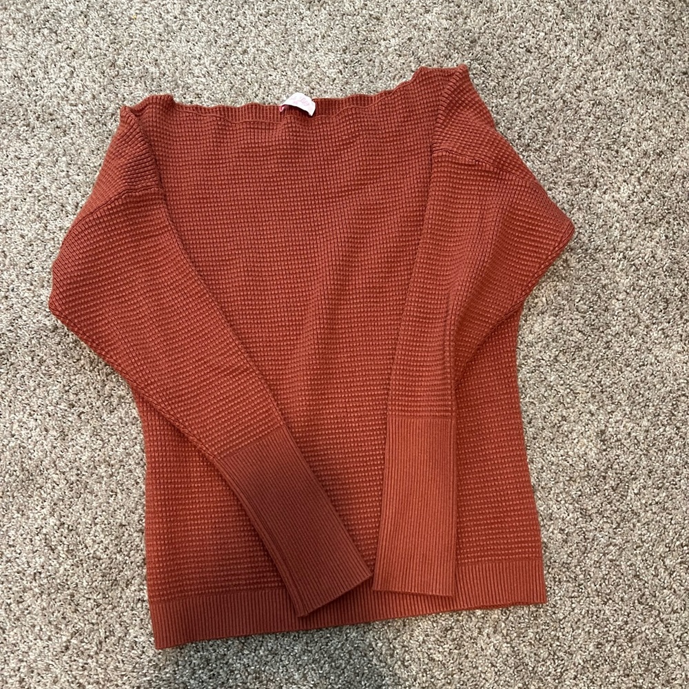 Long sleeved off the shoulder top